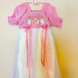 Embroidered  rainbow dress 6/7Y